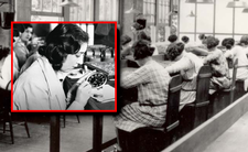 „Radowe dziewczyny” podczas pracy w fabryce USRC w Orange, ok. 1922