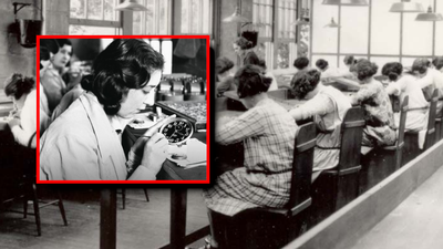 „Radowe dziewczyny” podczas pracy w fabryce USRC w Orange, ok. 1922