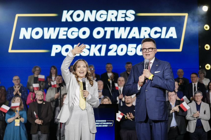 Katarzyna Pełczyńska-Nałęcz i Szymon Hołownia podczas sobotniego kongresu