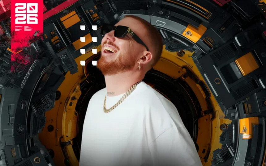 HUGEL na plakacie promującym Sunrise Festival 2026.