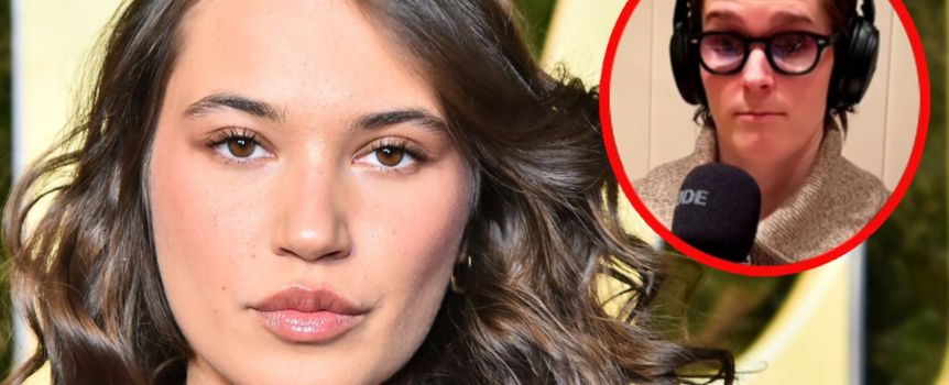 Na zdjęciu portret młodej kobiety z falującymi włosami, z zamyślonym wyrazem twarzy.