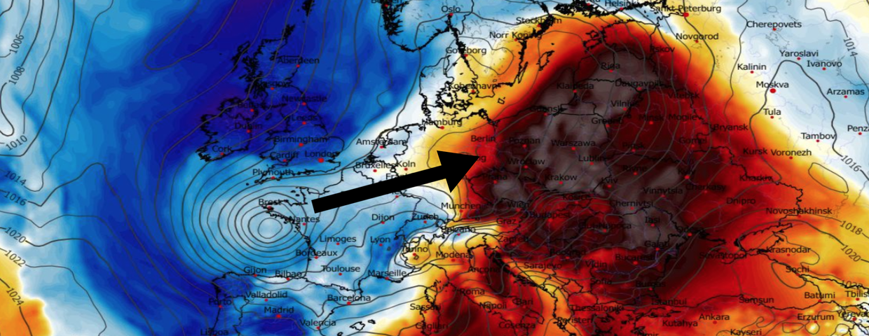 Anomalia temperatury mierzona na poziomie ciśnienia 850 hPa 08.04 (GFS)