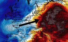 Anomalia temperatury mierzona na poziomie ciśnienia 850 hPa 08.04 (GFS)
