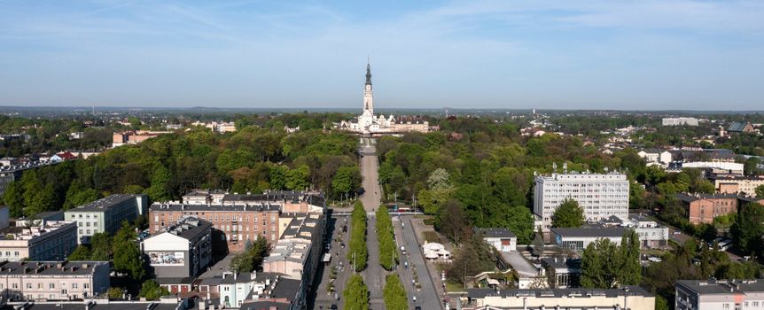 Panorama Częstochowy. Widok na Jasną Górę