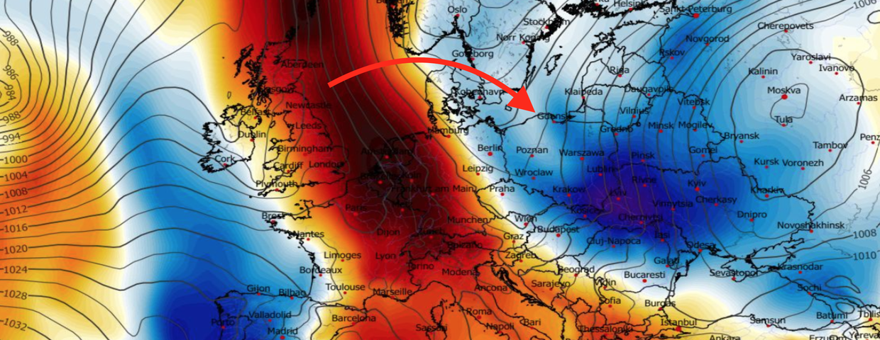 Anomalia temperatury na poziomie ciśnienia 850 hPa 08.04