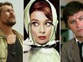 Trzy zdjęcia: mężczyzna w koszuli, Audrey Hepburn w chustce, mężczyzna w garniturze.