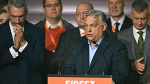 Viktor Orban podczas wieczoru wyborczego