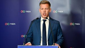 Lider opozycyjnej partii TISZA Peter Magyar