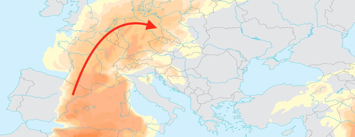 Chmura pyłu saharyjskiego nad Europą