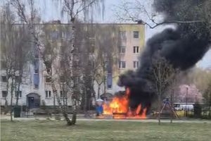 Pożar placu zabaw w Toruniu
