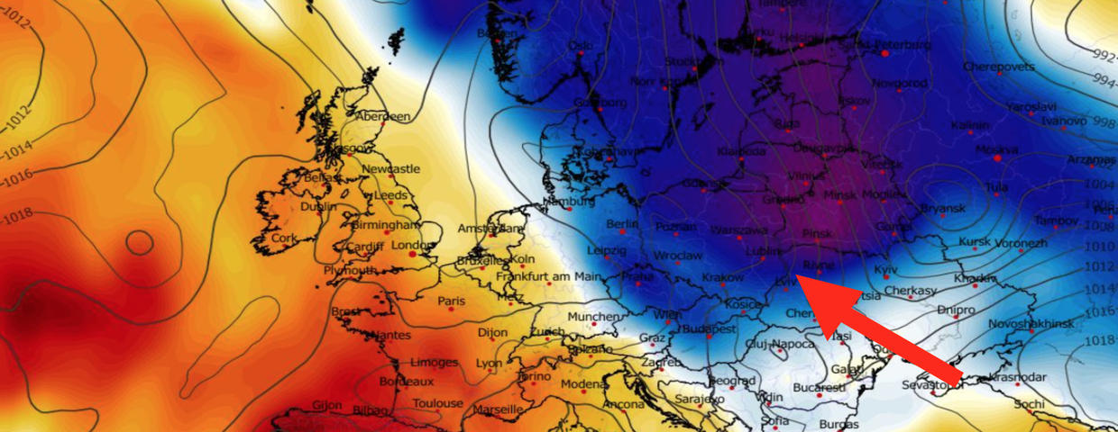 Anomalia temperatury na poziomie ciśnienia 850 hPa 26.04