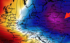Anomalia temperatury na poziomie ciśnienia 850 hPa 29.04
