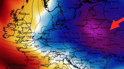 Anomalia temperatury na poziomie ciśnienia 850 hPa 29.04