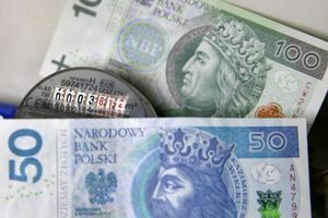 Na zdjęciu widoczne pieniądze: banknoty 100 i 50 zł oraz licznik.