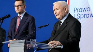 Wspólna konferencja Jarosława Kaczyńskiego i Mateusza Morawieckiego