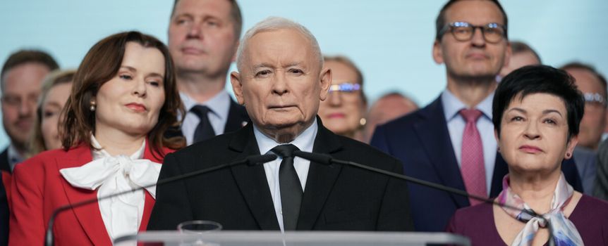 Prezes PiS Jarosław Kaczyński i wiceprezesi - Anna Krupka, Przemysław Czarnek, Mateusz Morawiecki