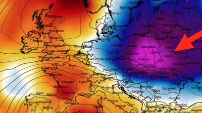 Anomalia temperatury mierzona na poziomie ciśnienia 850 hPa 29.04