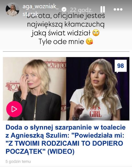 Agnieszka Woźniak-Starak nazwała Dodę kłamczuchą
