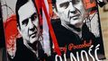 Plakat z Andrzejem Poczobutem na pikiecie w Sopocie