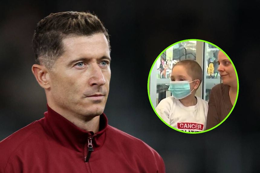 Na zdjęciu widoczny Robert Lewandowski, w tle Maja Mecan.
