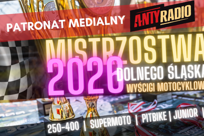 Plakat promujący Mistrzostwa Dolnego Śląska w wyścigach motocyklowych 2026.