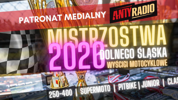 Plakat promujący Mistrzostwa Dolnego Śląska w wyścigach motocyklowych 2026.