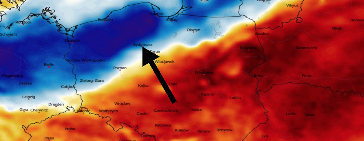 Anomalia temperatury mierzona na wysokości 2 m nad powierzchnią gruntu 06.05 