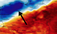 Anomalia temperatury mierzona na wysokości 2 m nad powierzchnią gruntu 06.05 