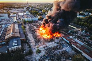 Pożar hali produkcyjno-magazynowej w Gliwicach