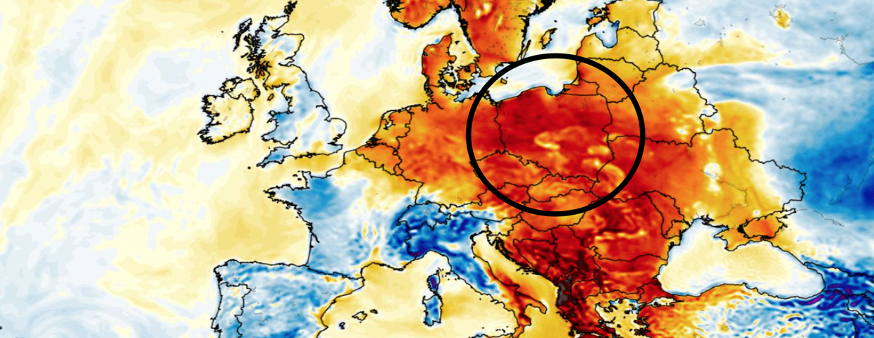 Anomalia temperatury mierzona na wysokości 2 m nad powierzchnią gruntu 13.05