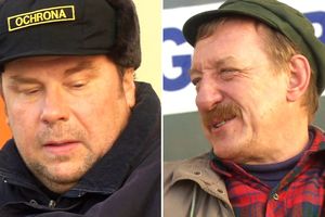 Dwóch mężczyzn. Po lewej: w czapce z napisem 