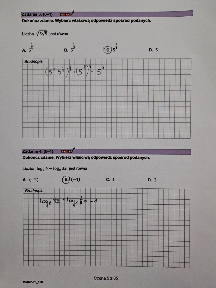 Dokument z zadaniami matematycznymi, zawierający pytania o liczby i logarytmy.