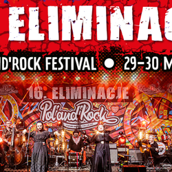 Plakat promujący 17. Eliminacje do Pol'and'Rock Festival, z występującymi muzykami na scenie.