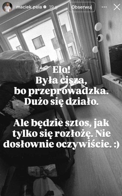 Maciej Pela poinformował o przeprowadzce