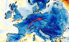 Anomalia temperatury mierzona na wysokości 2 m nad powierzchnią gruntu 13.05