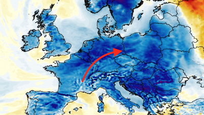 Anomalia temperatury mierzona na wysokości 2 m nad powierzchnią gruntu 13.05