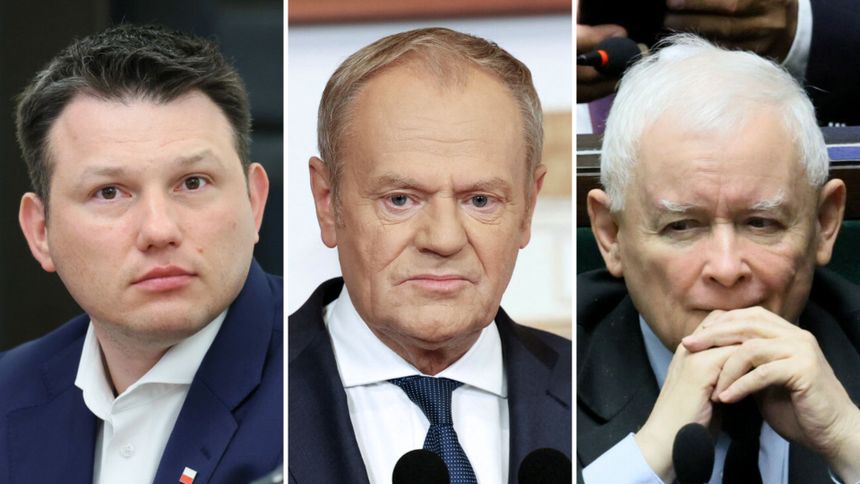 Sławomir Mentzen. Donald Tusk. Jarosław Kaczyński