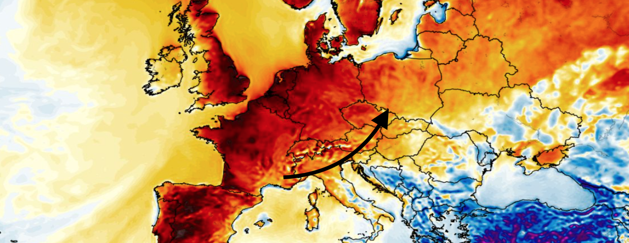 Anomalia temperatury mierzona na wysokości 2 m nad powierzchnią gruntu 22.05