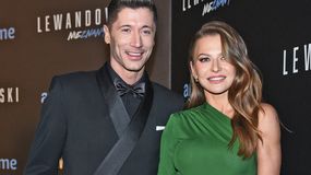 Robert Lewandowski i Anna Lewandowska na czerwonym dywanie.