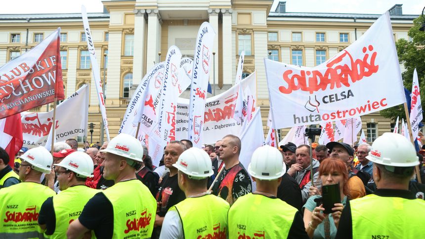 Protest hutników w Warszawie w 2025 r.
