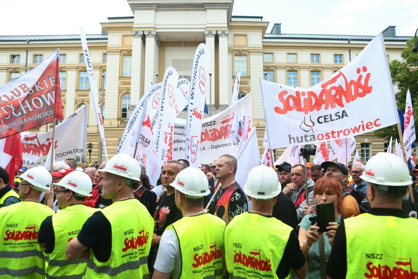 Protest hutników w Warszawie w 2025 r.