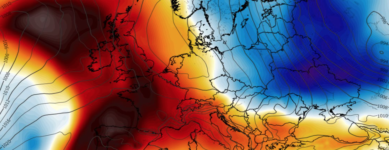Anomalia temperatury mierzona na poziomie ciśnienia 850 hPa 28.05