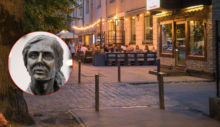 Pomnik Agnieszki Osieckiej i restauracje przy ul. Francuskiej (zdjęcie poglądowe)