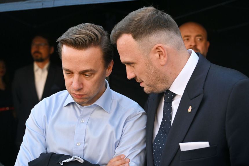 Krzysztof Bosak i kandydat Konfederacji na prezydenta Krakowa Bartosz Bocheńczak