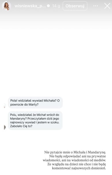 Michał Wiśniewski wróci do Mandaryny? Pola Wiśniewska reaguje na plotki