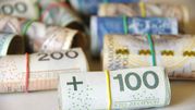Na zdjęciu widoczne są zwinięte banknoty polskich złotych w różnych nominałach.