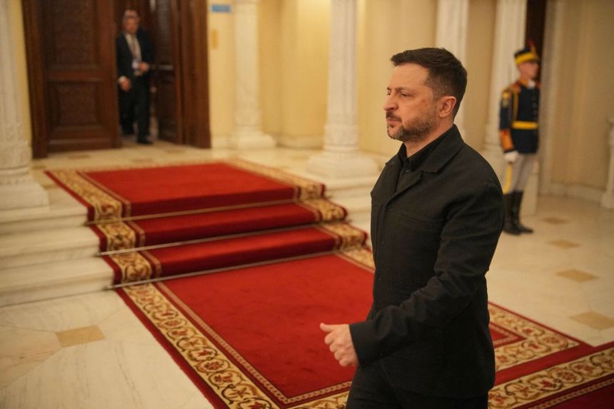Prezydent Zełenski podczas wizyty w Bukareszcie