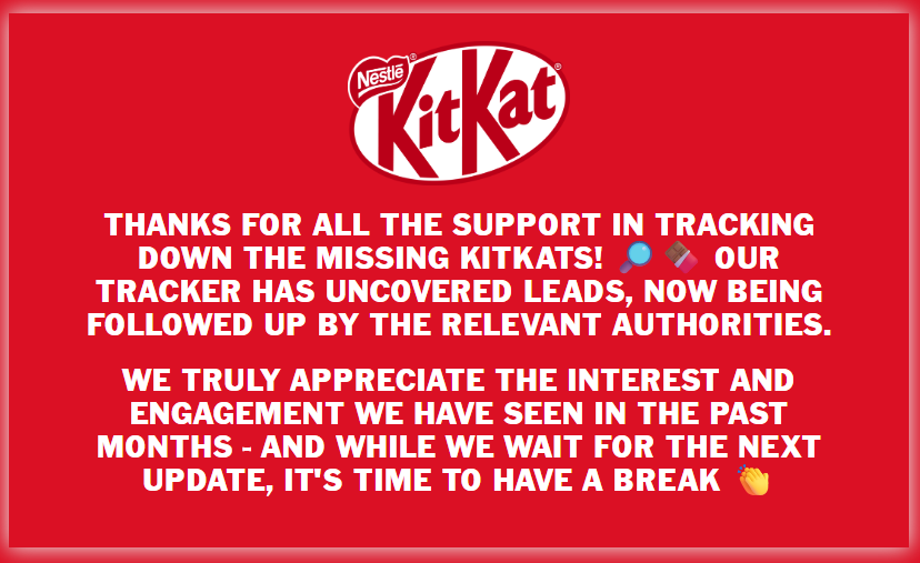 KitKat tracker komunikat Nestle