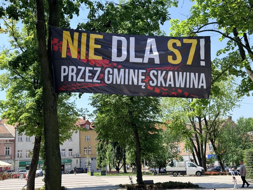 Protest przeciwko budowie S7 w gminie Skawina