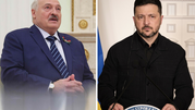 Na zdjęciu prezydent Białorusi Aleksandr Łukaszenka z lewej oraz prezydent Ukrainy Wołodymyr Zełenski z prawej.